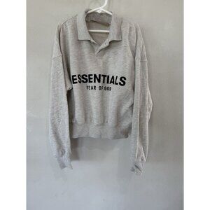 Fear Of God Essentials V Neck Sweater Youth 6/7 S Gray Pullover Sweatshirt City